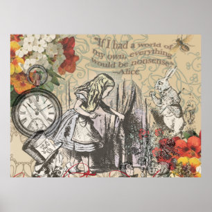 Alice in Wonderland Gordijn Onzin Poster