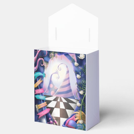 Alice in Wonderland, goudglitter, baby shower Bedankdoosjes (Geopend)