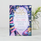 Alice in Wonderland, goudglitter, baby shower Kaart (Staand voorkant)