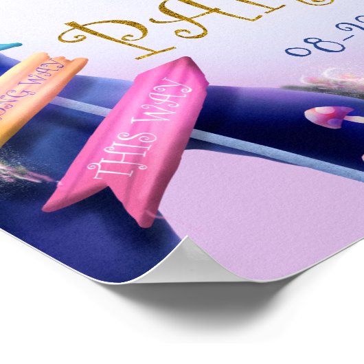 Alice in Wonderland, goudglitter, baby shower Poster (Hoek)