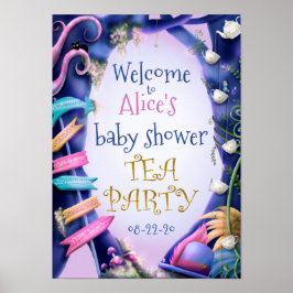 Alice in Wonderland, goudglitter, baby shower Poster