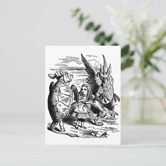 Alice in Wonderland, Griffin, Mock Turtle Briefkaart (Staand voorkant)