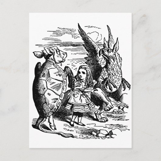 Alice in Wonderland, Griffin, Mock Turtle Briefkaart (Voorkant)