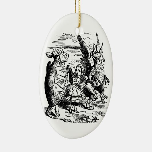 Alice in Wonderland, Griffin, Mock Turtle Keramisch Ornament (Rechts)