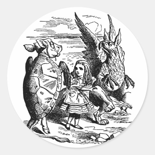  Alice in Wonderland, Griffin, Mock Turtle Ronde Sticker (Voorkant)