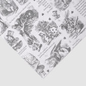Alice in Wonderland Grijs Wit Toile Quotes Tissuepapier (Detail)