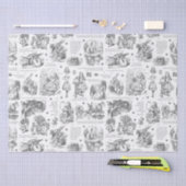 Alice in Wonderland Grijs Wit Toile Quotes Tissuepapier (Craft)