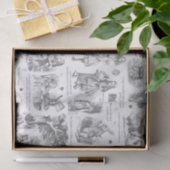 Alice in Wonderland Grijs Wit Toile Quotes Tissuepapier (Geschenk)