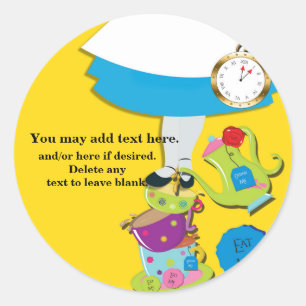 Alice in Wonderland Grillen Theekopjes Feest Favor Ronde Sticker