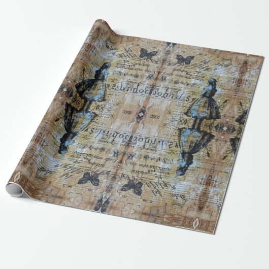 Alice in wonderland grillig cadeaupapier (Uitgerold)