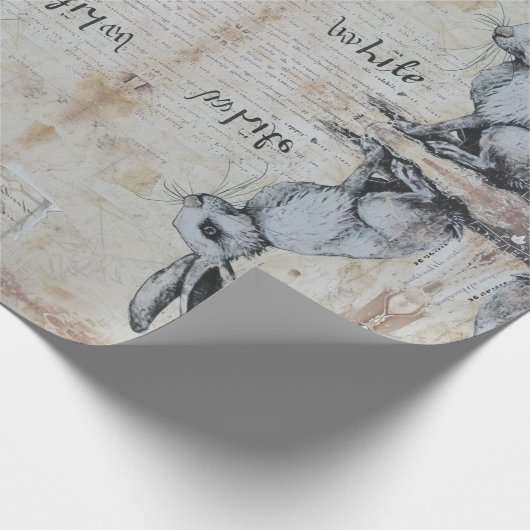 Alice in wonderland grillig wit konijn cadeaupapier (Hoek)
