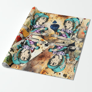 Alice in wonderland grillige gekke hatter cadeaupapier