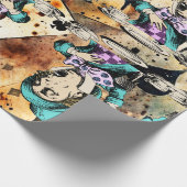 Alice in wonderland grillige gekke hatter cadeaupapier (Hoek)