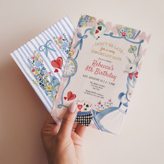 Alice in Wonderland grillige verjaardag uitnodigin Kaart