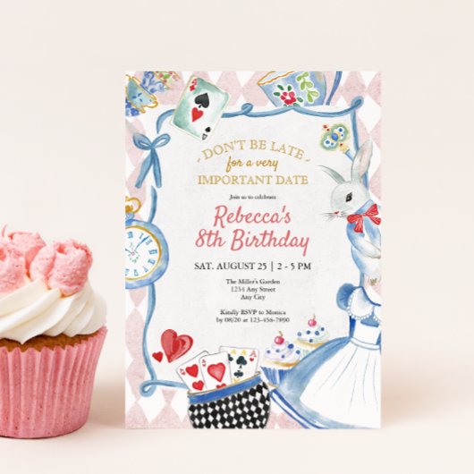 Alice in Wonderland grillige verjaardag uitnodigin Kaart