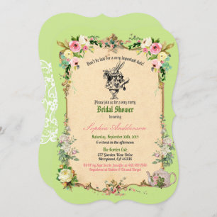 Alice in Wonderland: groene doucheuitnodiging voor Kaart