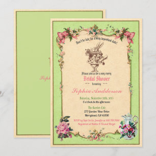 Alice in Wonderland: groene doucheuitnodiging voor Kaart