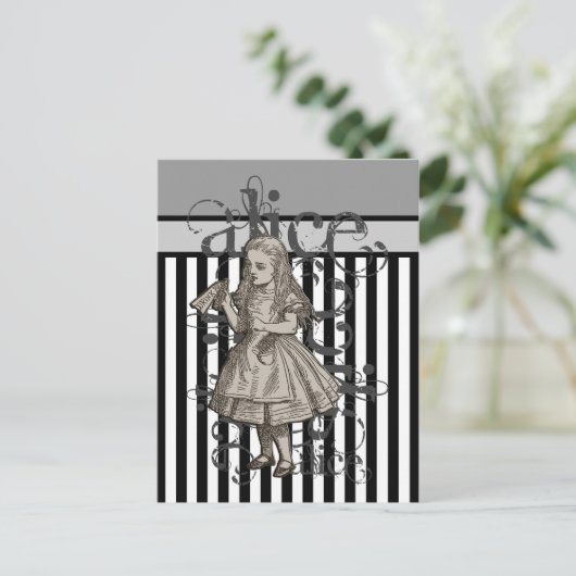 Alice in Wonderland Grunge Briefkaart (Staand voorkant)