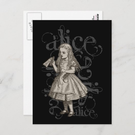 Alice in Wonderland Grunge Briefkaart (Voorkant / Achterkant)