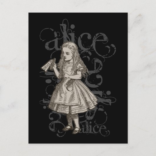 Alice in Wonderland Grunge Briefkaart (Voorkant)