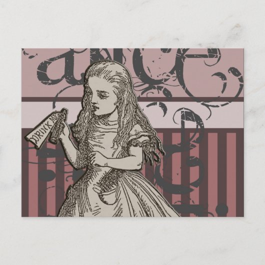 Alice in Wonderland Grunge Briefkaart (Voorkant)