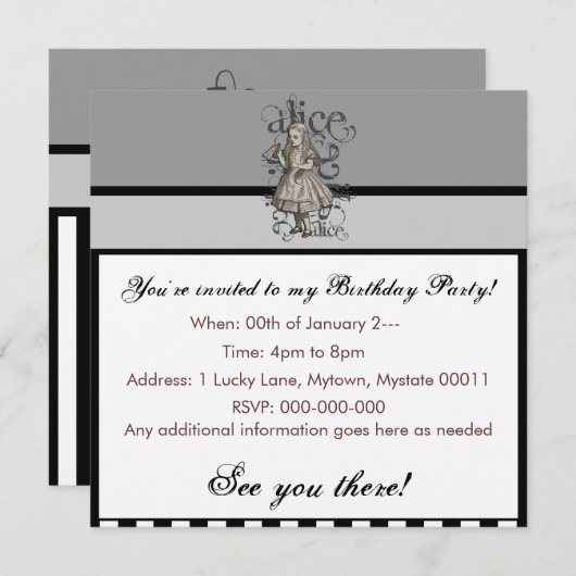 Alice in Wonderland Grunge Kaart (Voorkant / Achterkant)