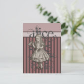 Alice in Wonderland Grunge (roze) Briefkaart (Staand voorkant)