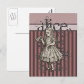 Alice in Wonderland Grunge (roze) Briefkaart (Voorkant / Achterkant)