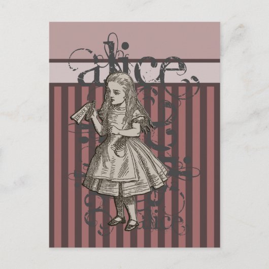 Alice in Wonderland Grunge (roze) Briefkaart (Voorkant)