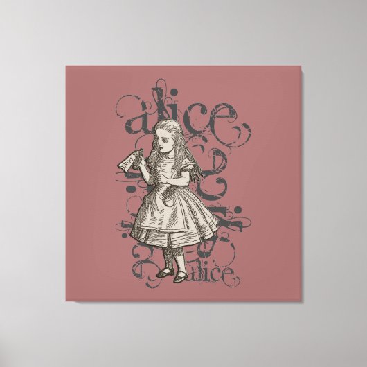 Alice in Wonderland Grunge (roze) Canvas Afdruk (Voorkant)