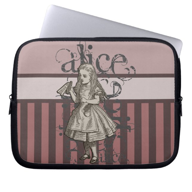 Alice in Wonderland Grunge (roze) Laptop Sleeve (Voorkant)