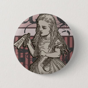 Alice in Wonderland Grunge (roze) Ronde Button 5,7 Cm