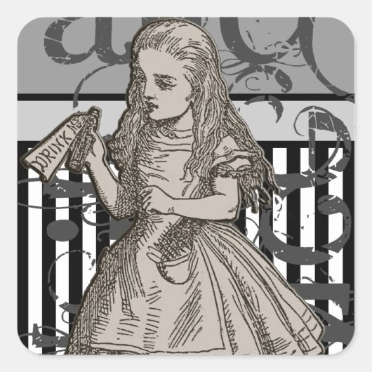 Alice in Wonderland Grunge Vierkante Sticker (Voorkant)
