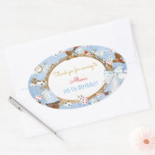 Alice in Wonderland Gunst Gift Bedankt Ovale Sticker (Envelop)