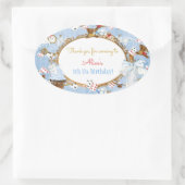Alice in Wonderland Gunst Gift Bedankt Ovale Sticker (Tas)