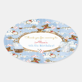 Alice in Wonderland Gunst Gift Bedankt Ovale Sticker