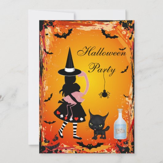 Alice in Wonderland Halloween Party Invites Kaart (Voorkant)