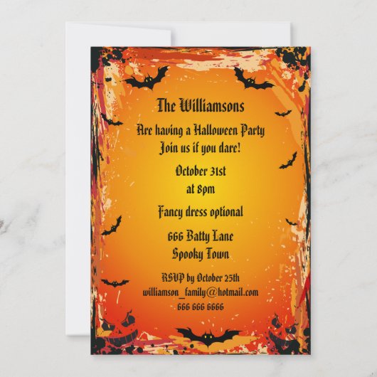 Alice in Wonderland Halloween Party nodigt uit Kaart (Achterkant)