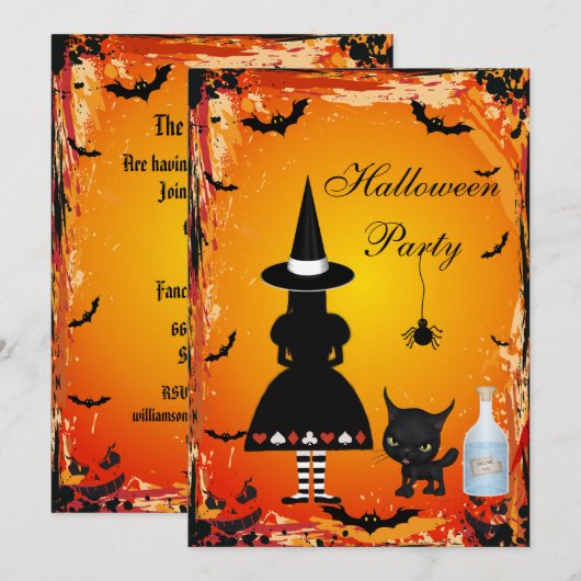 Alice in Wonderland Halloween Party nodigt uit Kaart (Voorkant / Achterkant)