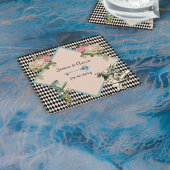 Alice in Wonderland Harlequin Zwart Blauw Bruiloft Kartonnen Onderzetters