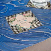 Alice in Wonderland Harlequin Zwart Blauw Bruiloft Kartonnen Onderzetters