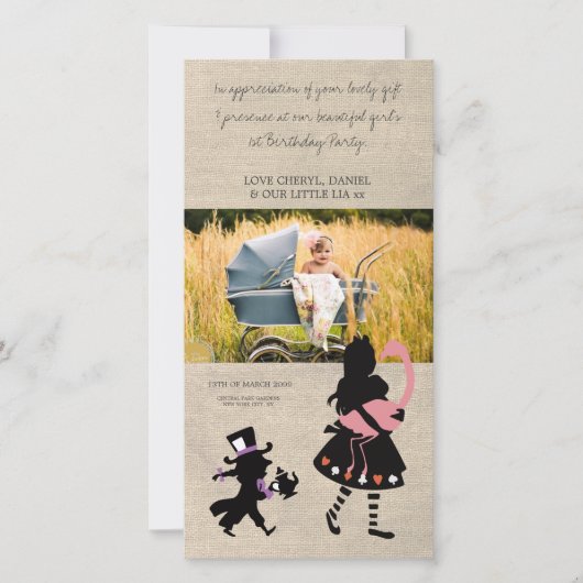 Alice in Wonderland - Hartelijk dank voor uw Baby- Bedankkaart (Voorkant)