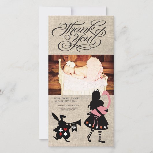 Alice in Wonderland - Hartelijk dank voor uw Baby- Bedankkaart (Voorkant)