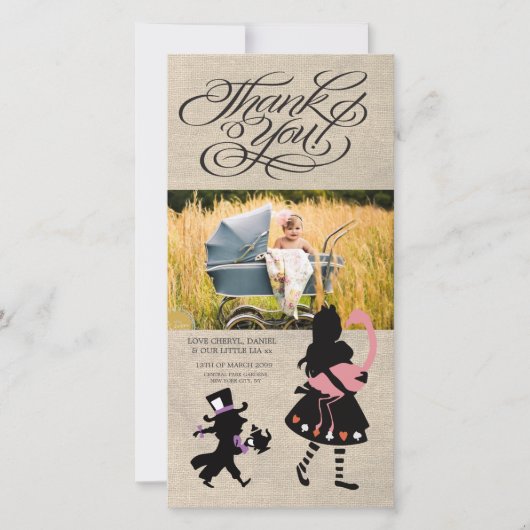 Alice in Wonderland - Hartelijk dank voor uw Baby- Bedankkaart (Voorkant)