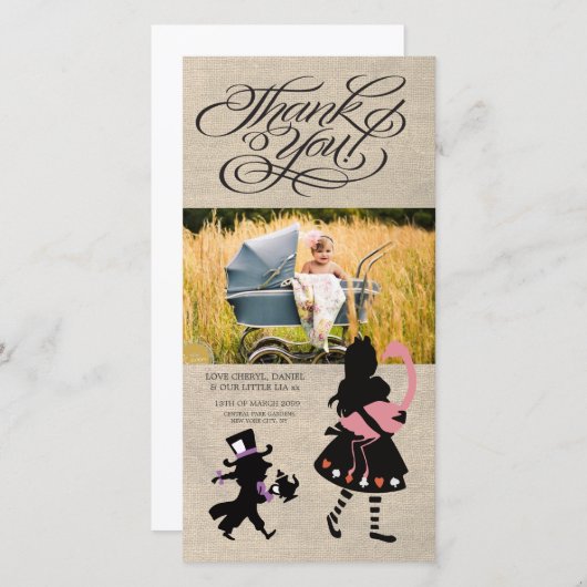 Alice in Wonderland - Hartelijk dank voor uw Baby- Bedankkaart (Voorkant / Achterkant)