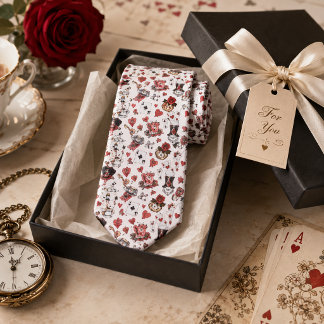 Alice in Wonderland Harten en Speelkaarten Whimsy Stropdas