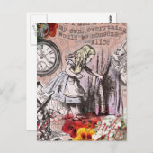 Alice in Wonderland Hatter en Rabbit Briefkaart (Voorkant / Achterkant)