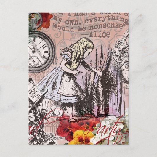 Alice in Wonderland Hatter en Rabbit Briefkaart (Voorkant)
