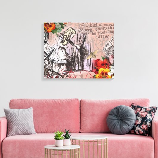 Alice in Wonderland Hatter en Rabbit Canvas Afdruk (Insitu (Woonkamer))