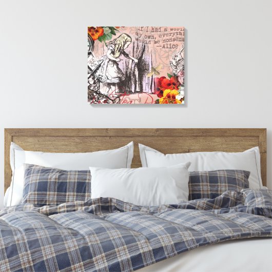 Alice in Wonderland Hatter en Rabbit Canvas Afdruk (Insitu (Slaapkamer))